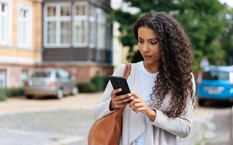 woman banking on phone