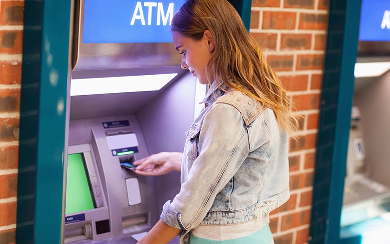 woman at atm
