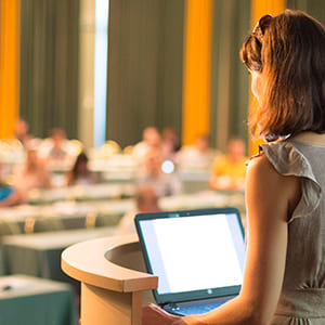 woman giving presentation