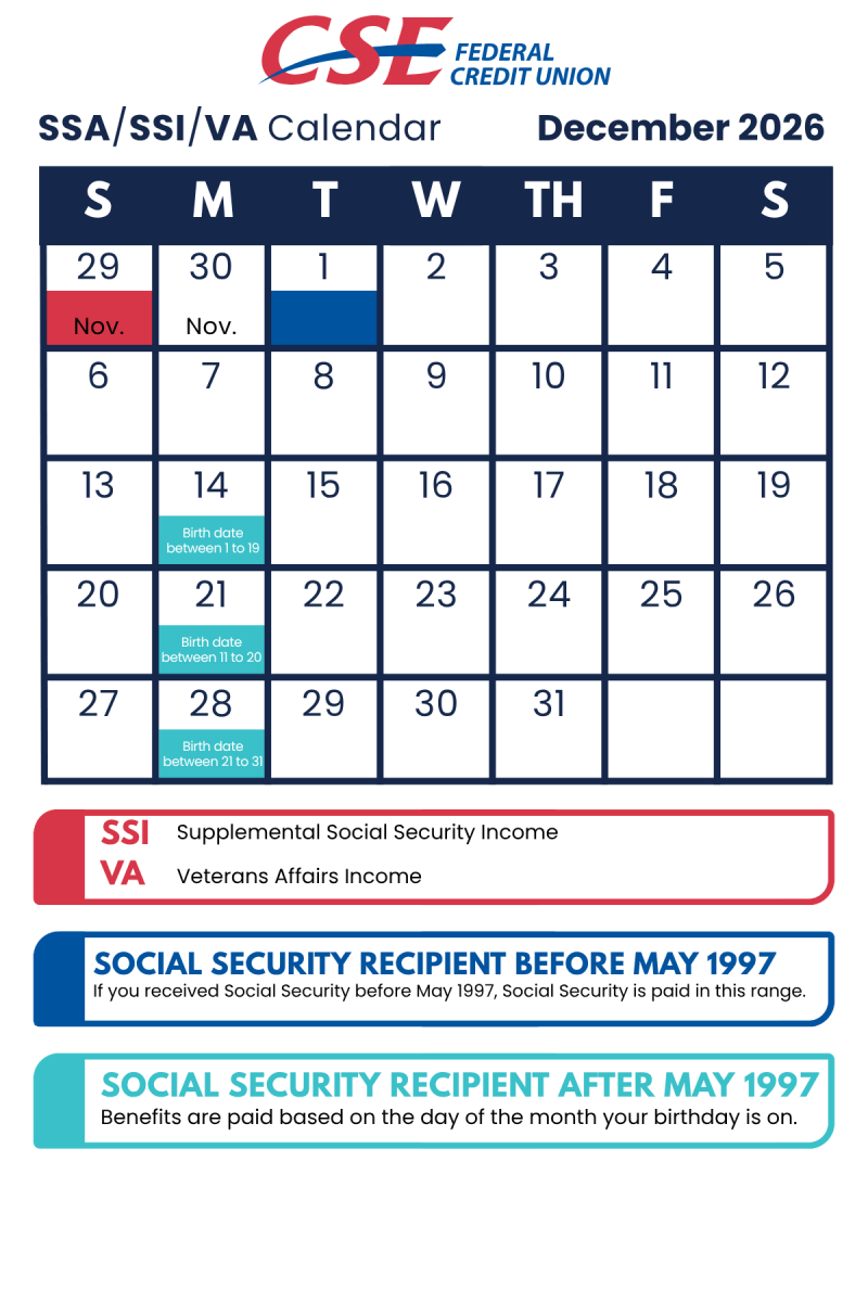 December Deposit Schedule