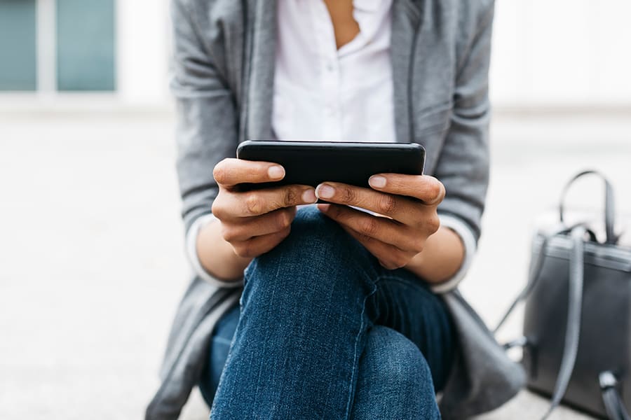 young woman on her phone